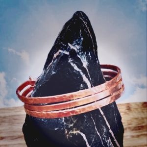 Triple strand handmade copper bangle bracelet